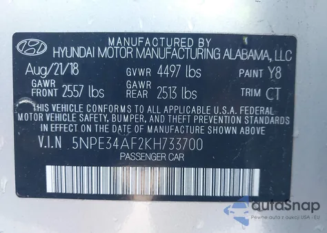 2019 Hyundai Sonata Sport from USA, damaged, VIN 5NPE34AF2KH733700